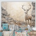 thumbnail image 1 of Designart "Beige Minimalist Deer Portrait I" Animals Deer Canvas Prints, 1 of 7
