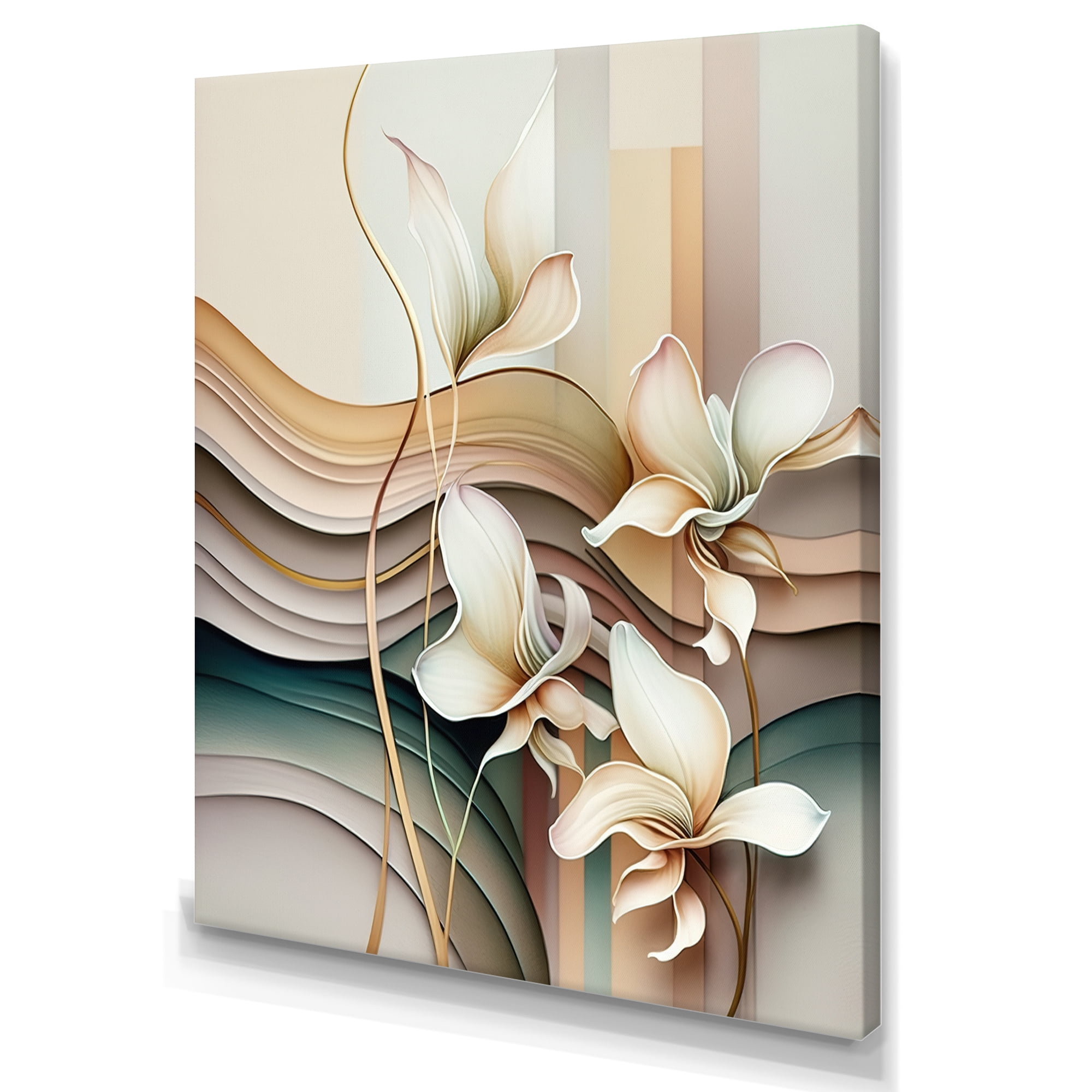 Designart Beige Orchid Flowers Hyperrealistic II Canvas Wall Art
