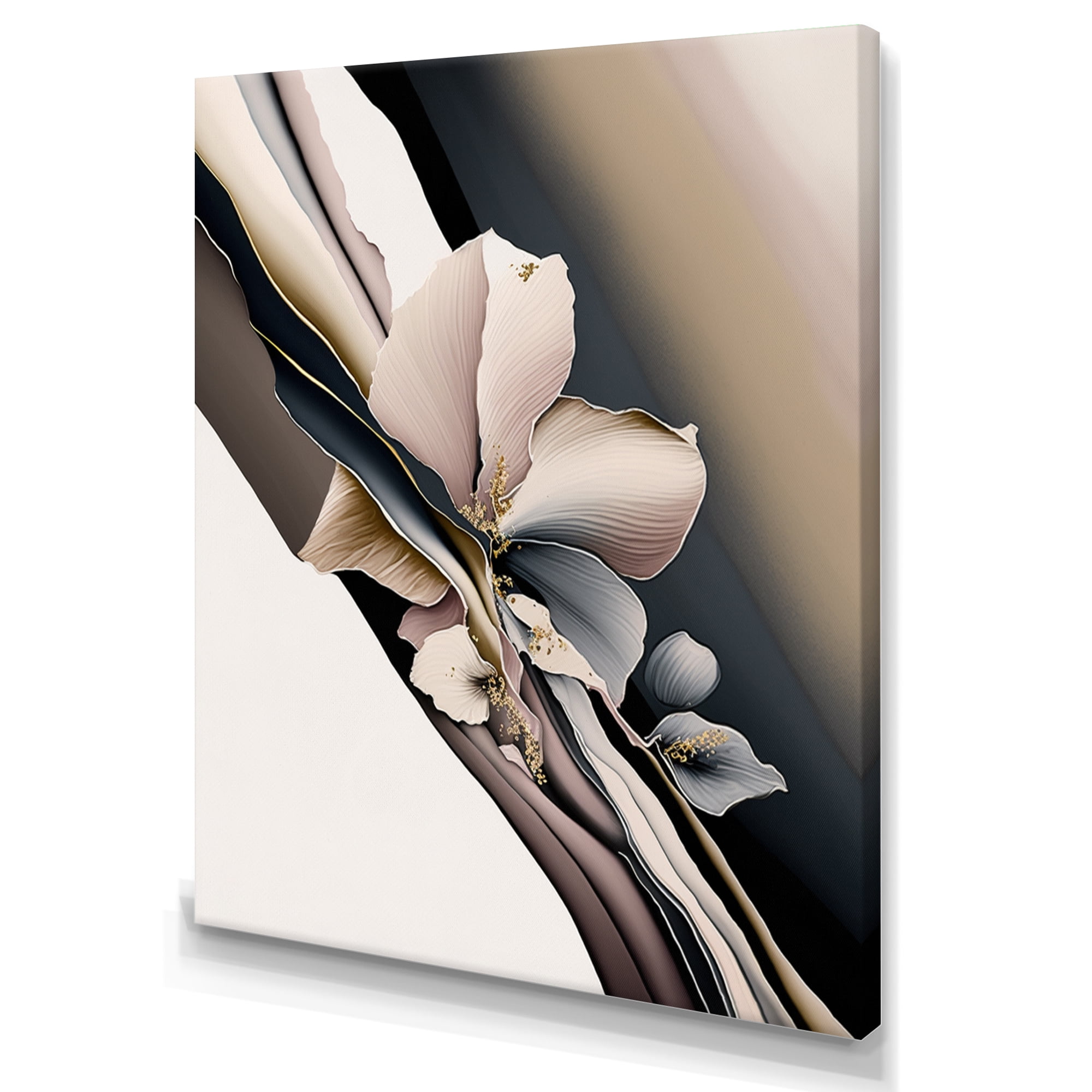 Designart Beige Orchid Flowers Hyperrealistic III Canvas Wall Art