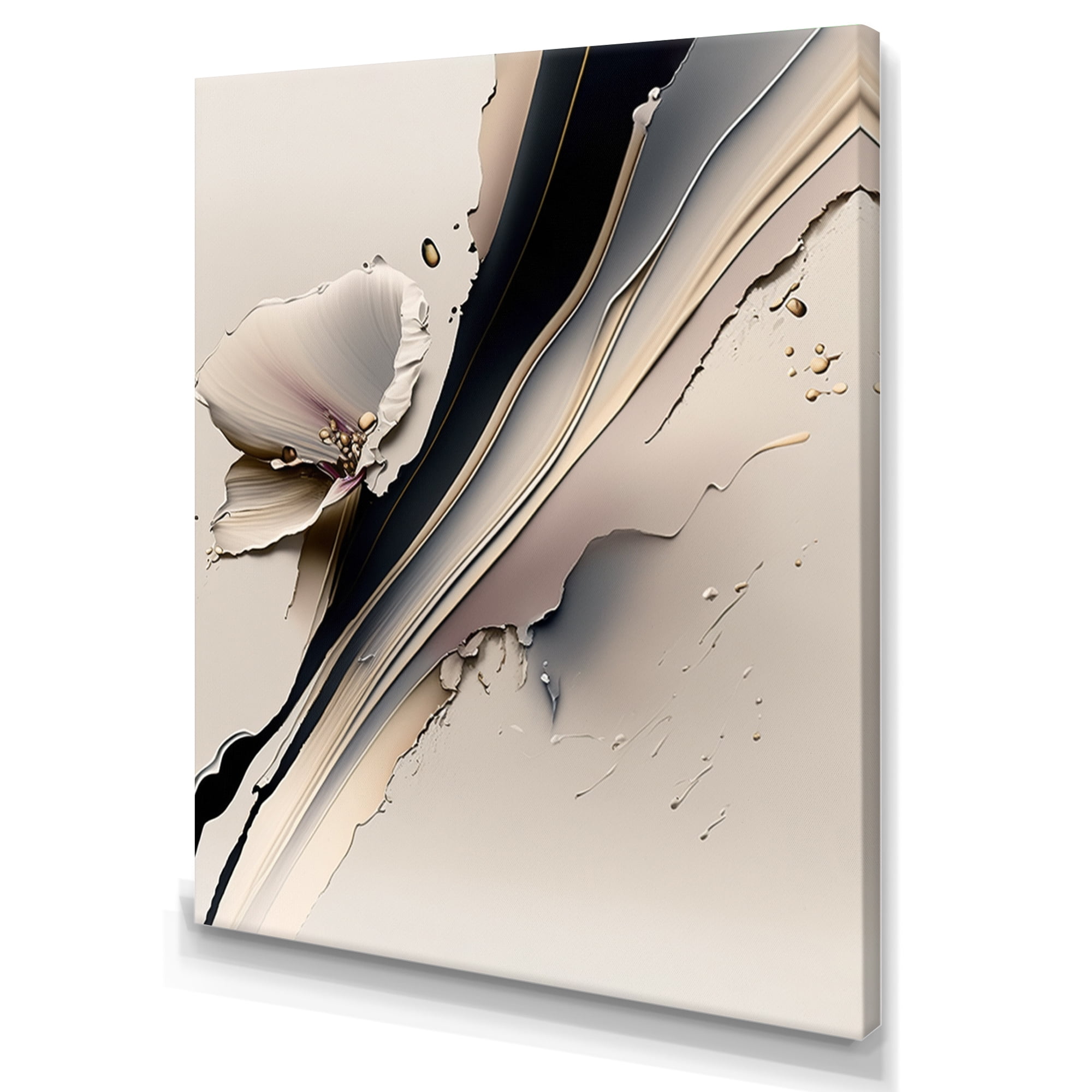 Designart Beige Orchid Flowers Hyperrealistic IV Canvas Wall Art