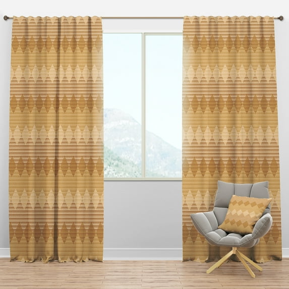 Designart 'Beige Retro Pattern Triangular Wave' Mid-Century Modern Blackout Curtain Panel