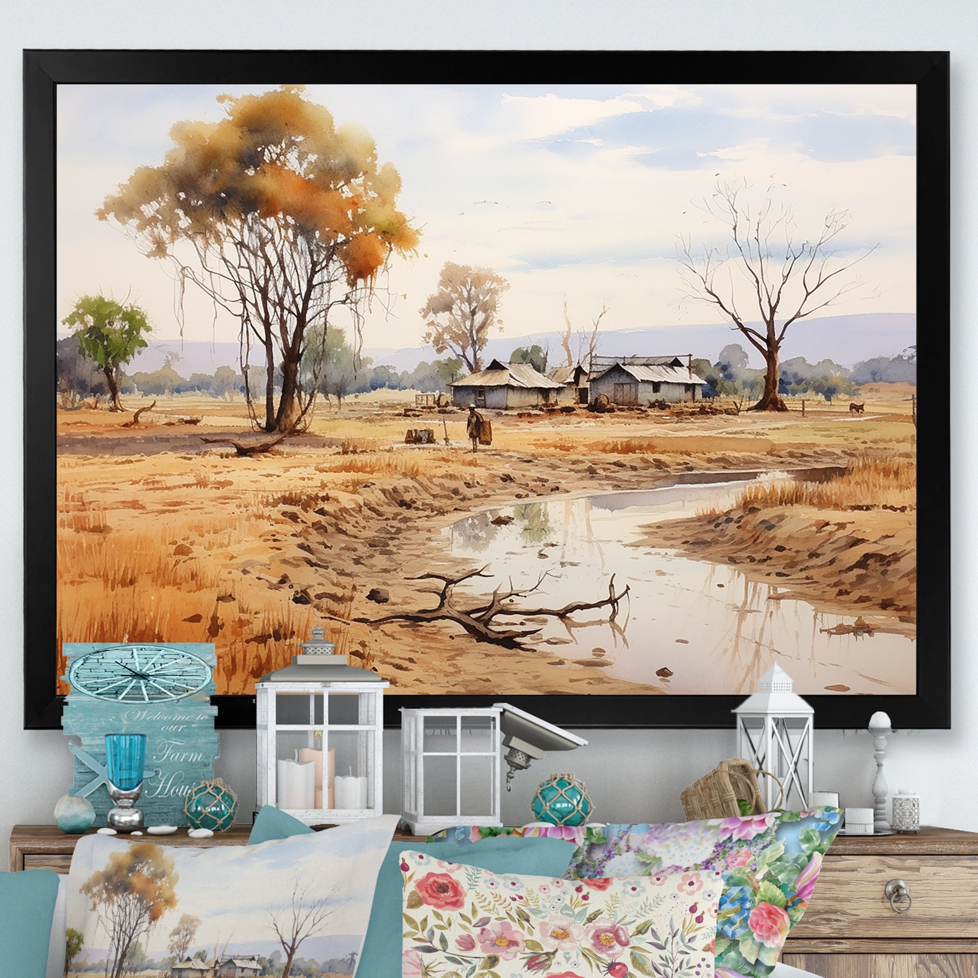 Designart "Beige Savannah Safari African Landscape Exploration I