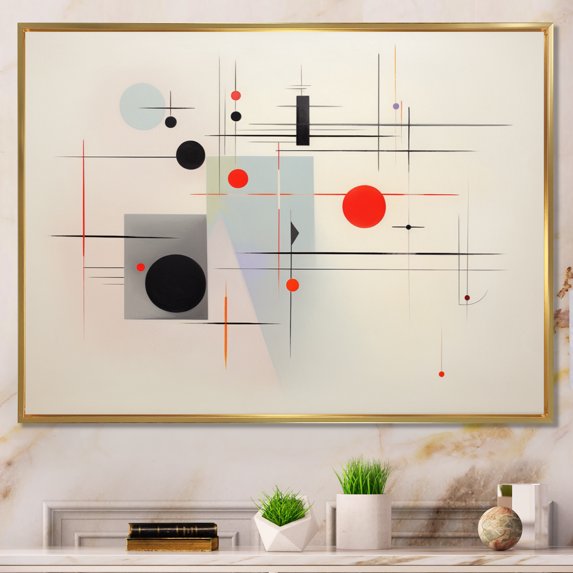 Designart "Beige Suprematism Harmonious symmetry II" Abstract Suprematism Floater Framed Wall Art Print