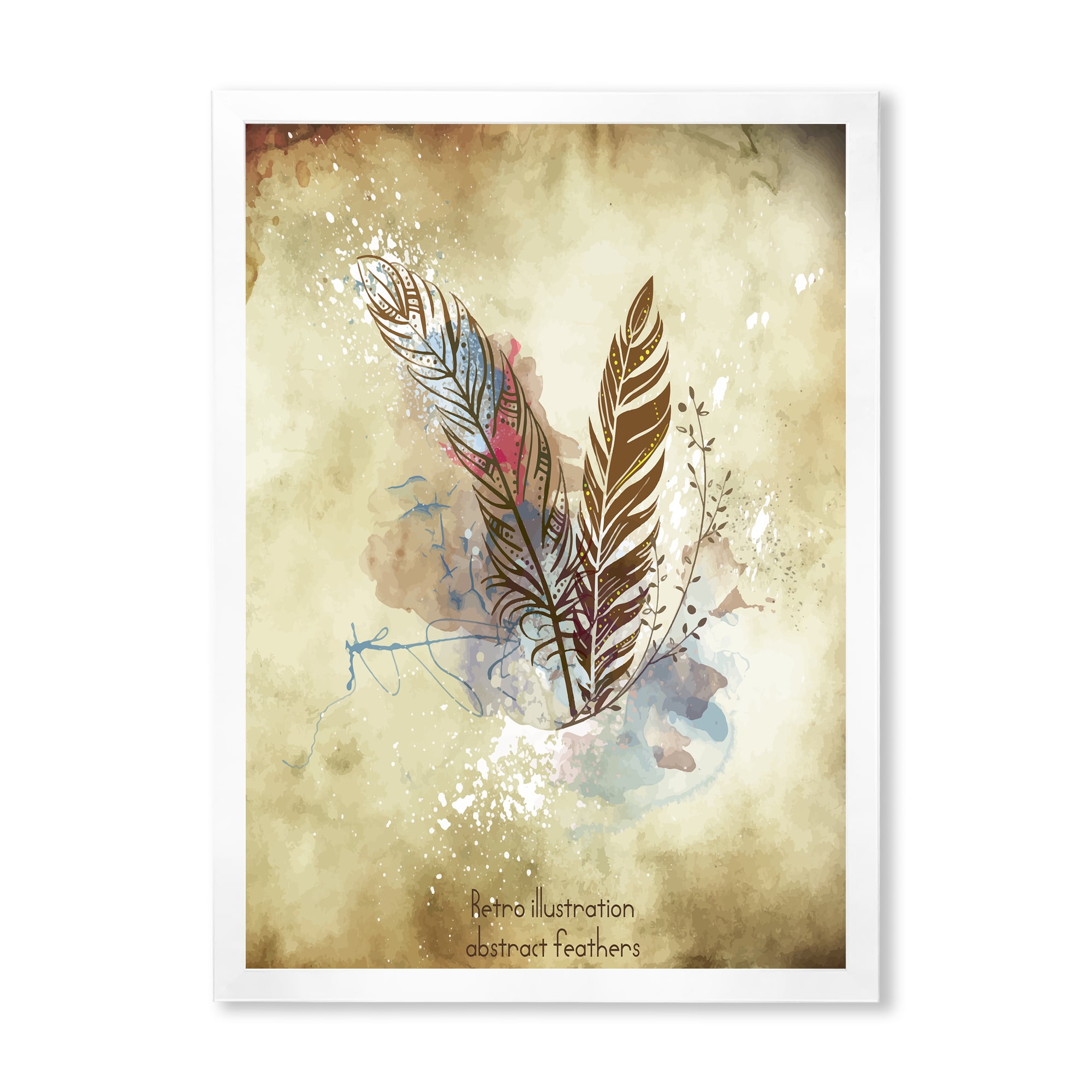 Designart 'Beige Vintage Flowers' Vintage Framed Art Print