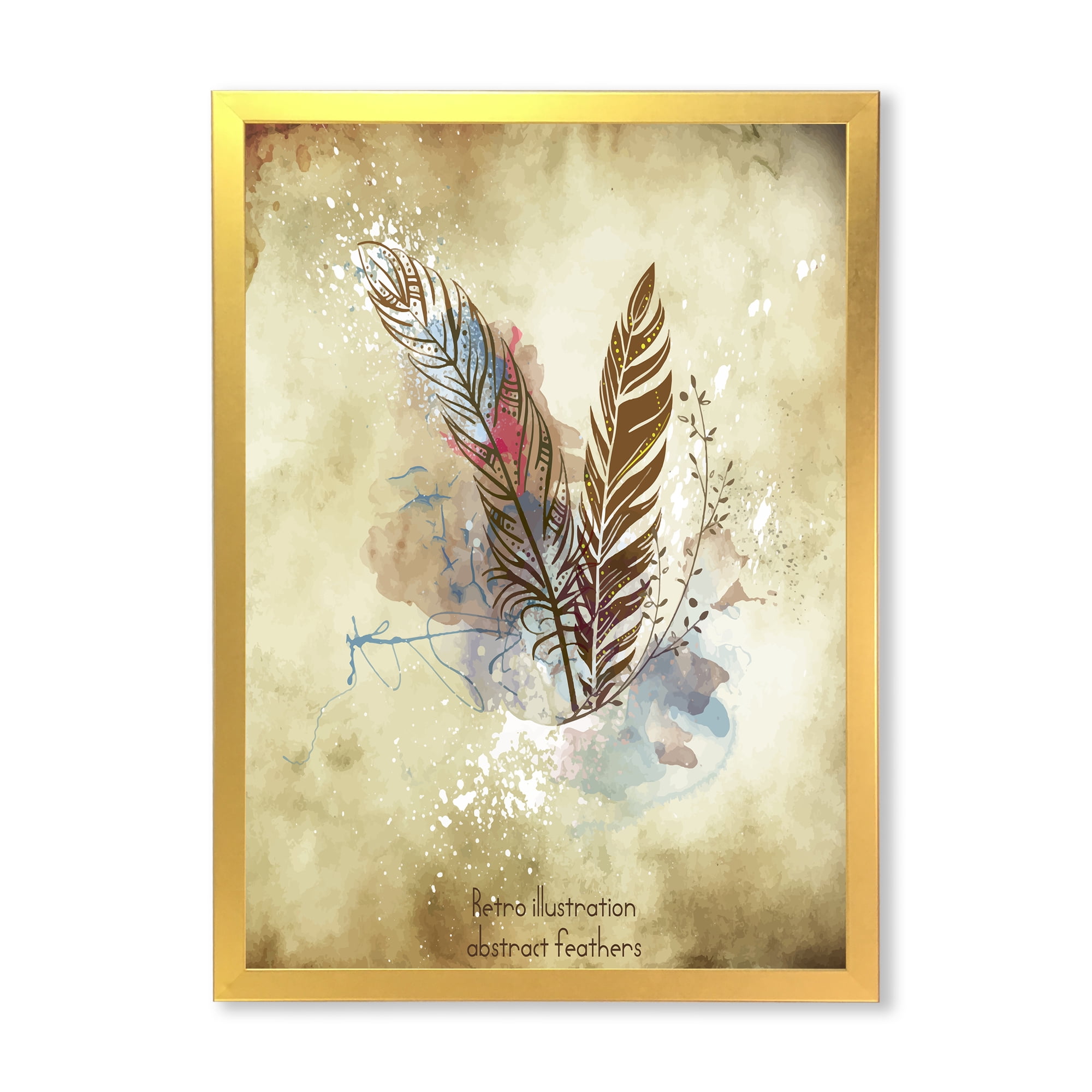 Designart 'Beige Vintage Flowers' Vintage Framed Art Print