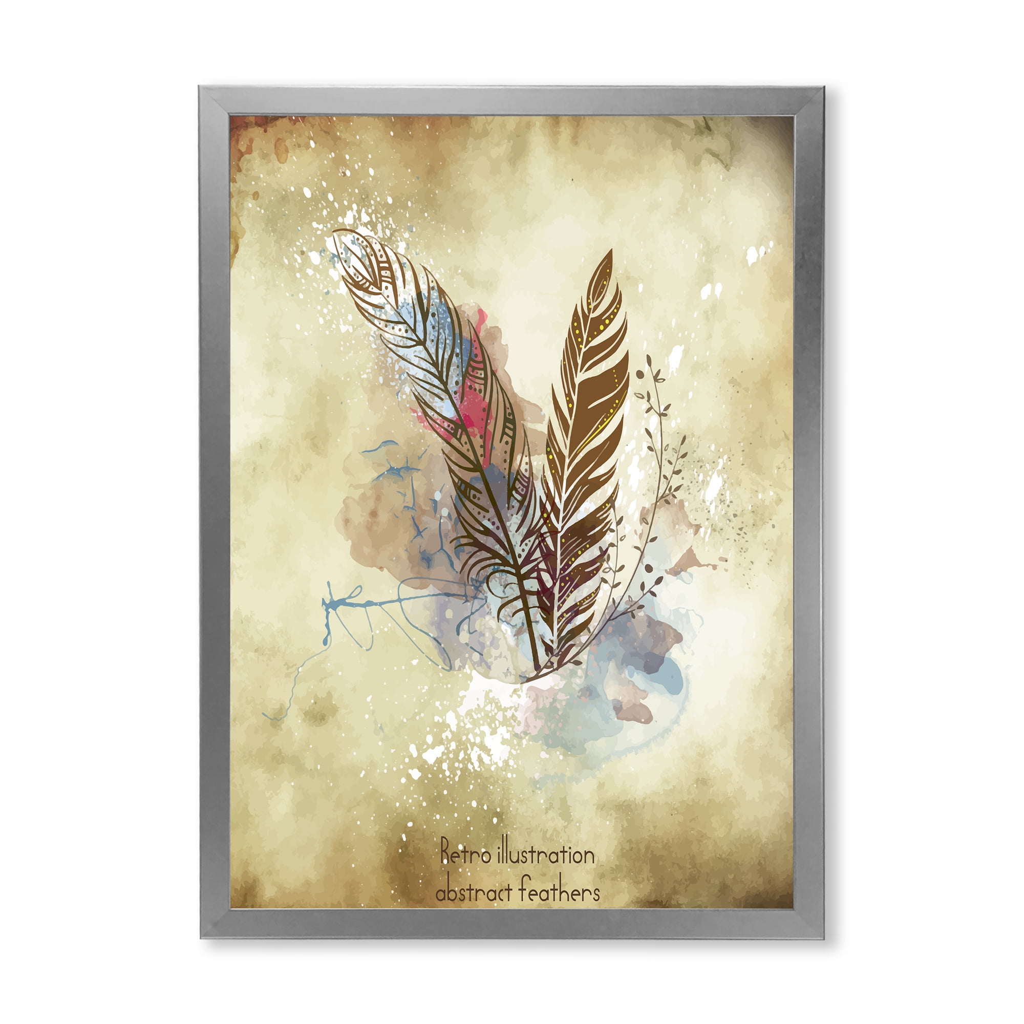 Designart 'Beige Vintage Flowers' Vintage Framed Art Print