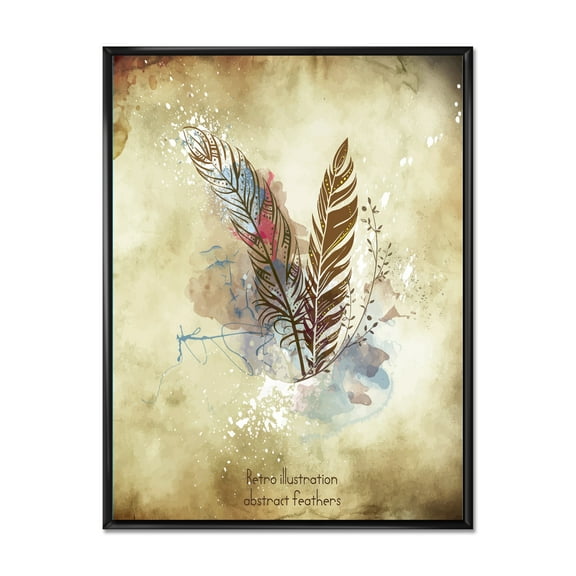 Designart 'Beige Vintage Flowers' Vintage Framed Canvas Wall Art Print