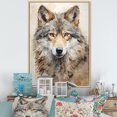 thumbnail image 1 of Designart "Beige Wolf'S Minimal Expression II" Animals Wolf Floater Framed Wall Decor, 1 of 5