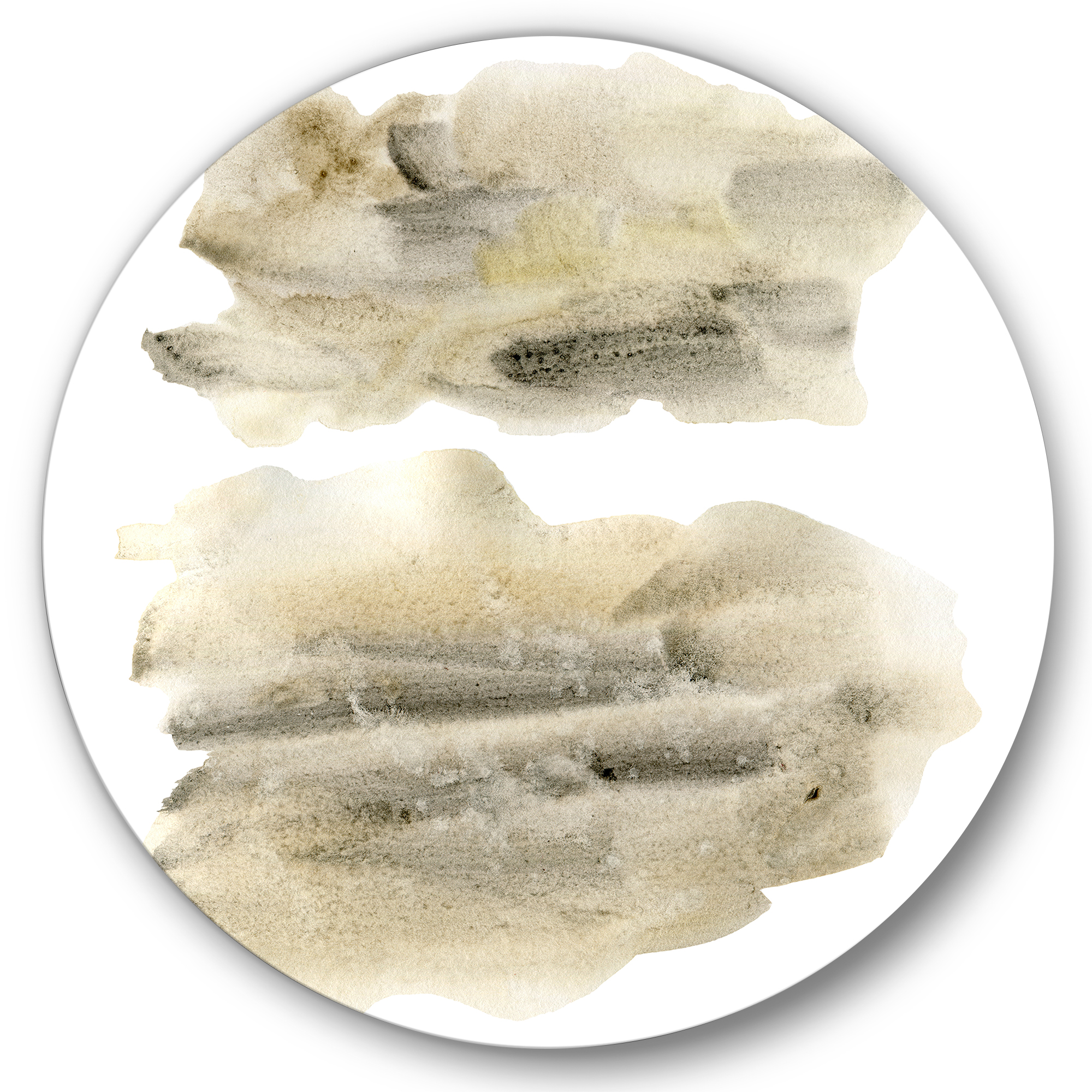 Designart 'Beige and Black Clouds' Modern Circle Metal Wall Art 11x11 - Disc of 11