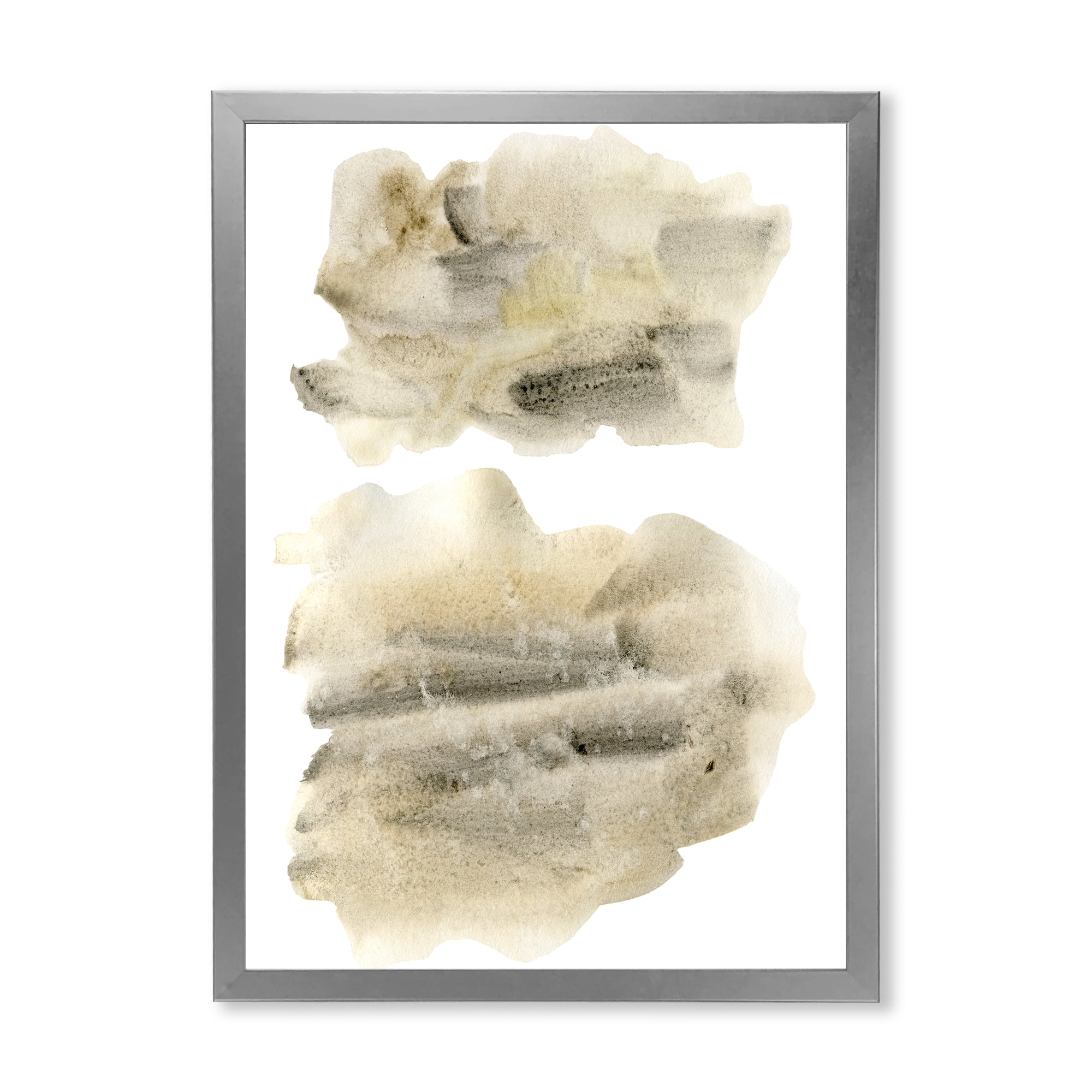 Designart 'Beige and Black Clouds' Modern Framed Art Print