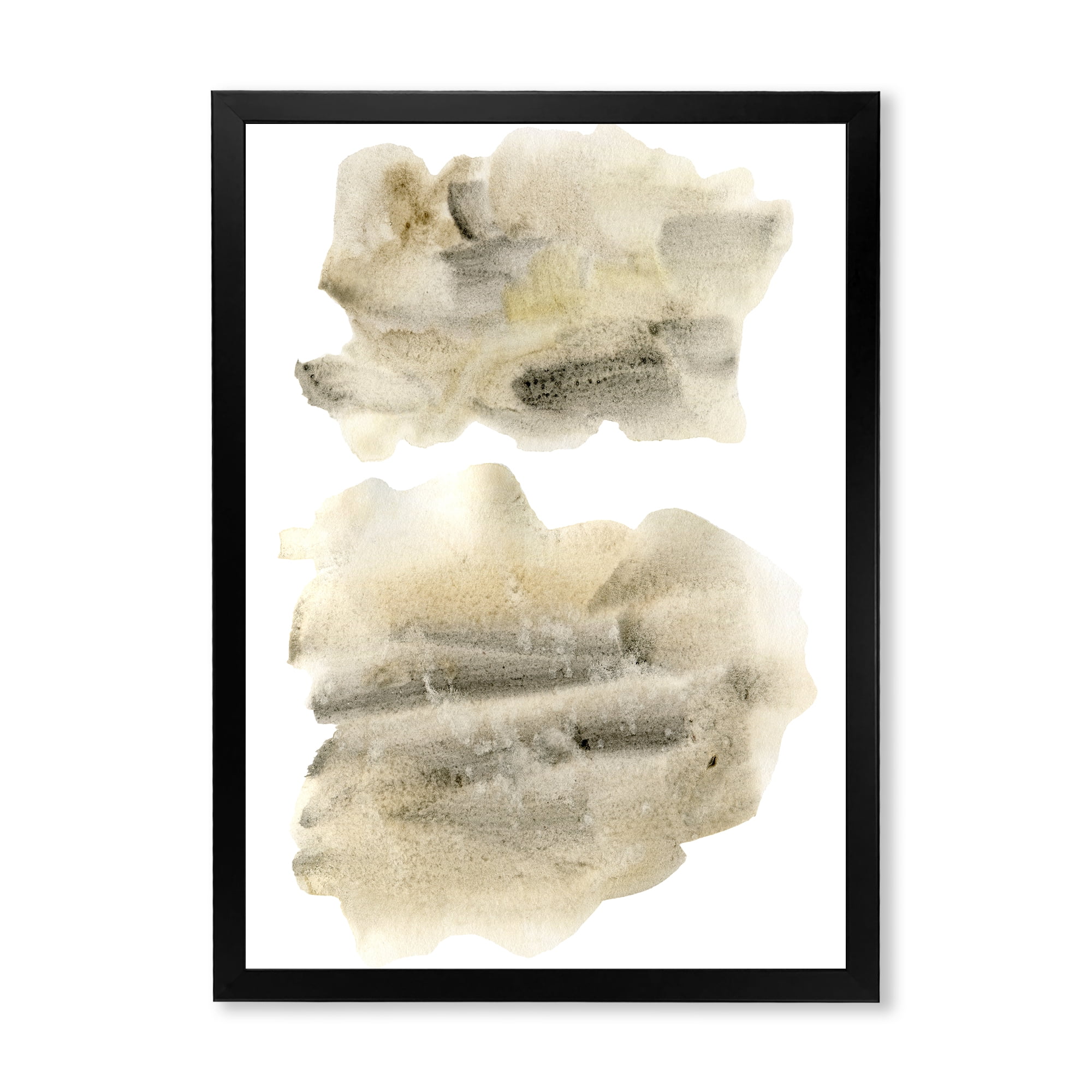Designart 'Beige and Black Clouds' Modern Framed Art Print