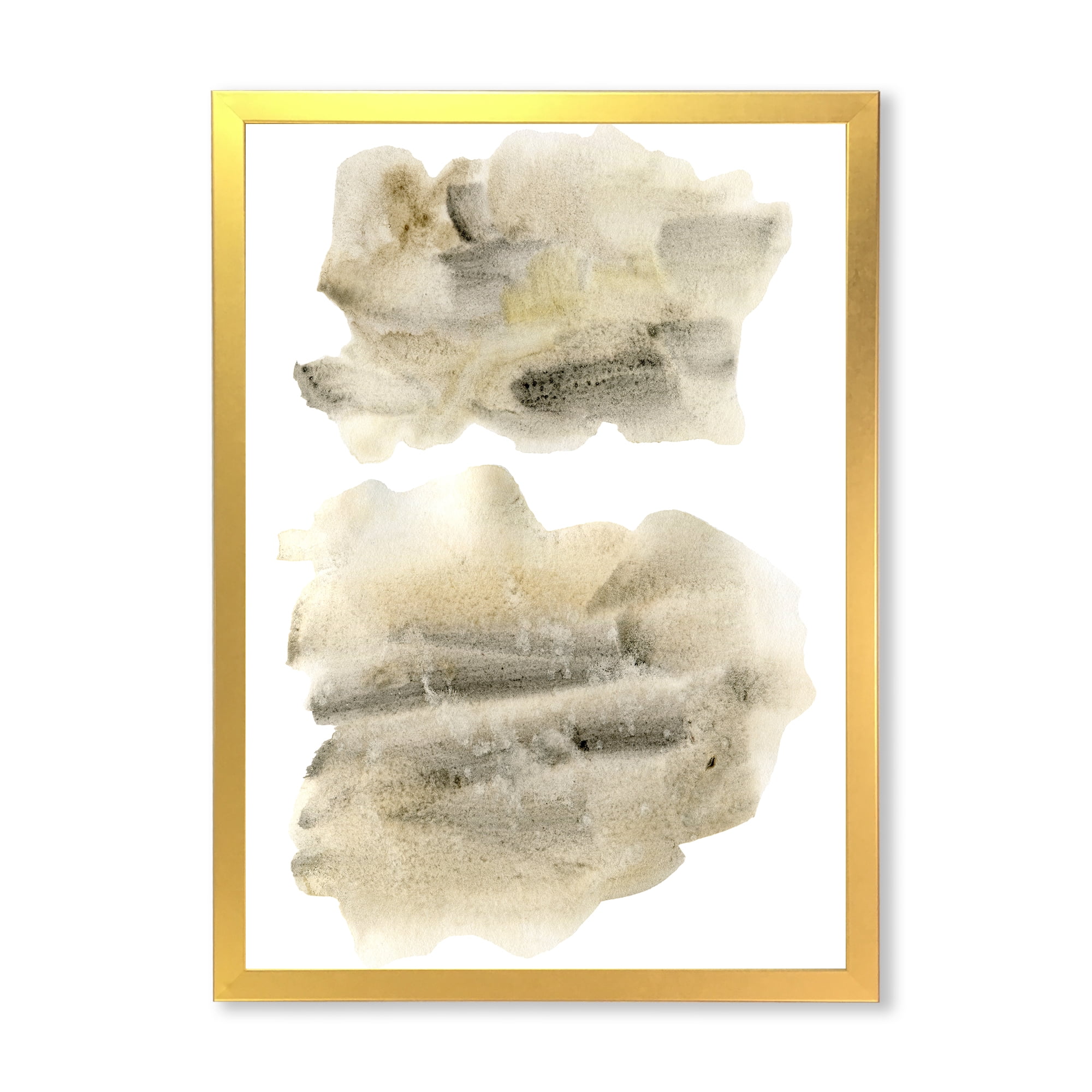 Designart 'Beige and Black Clouds' Modern Framed Art Print