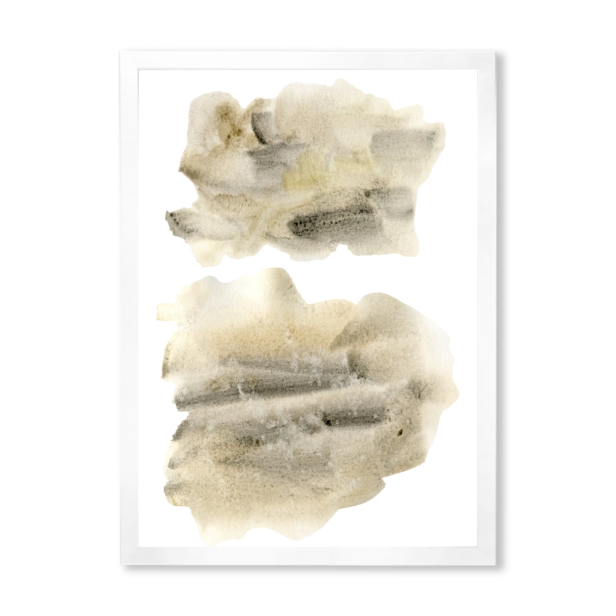Designart 'Beige and Black Clouds' Modern Framed Art Print