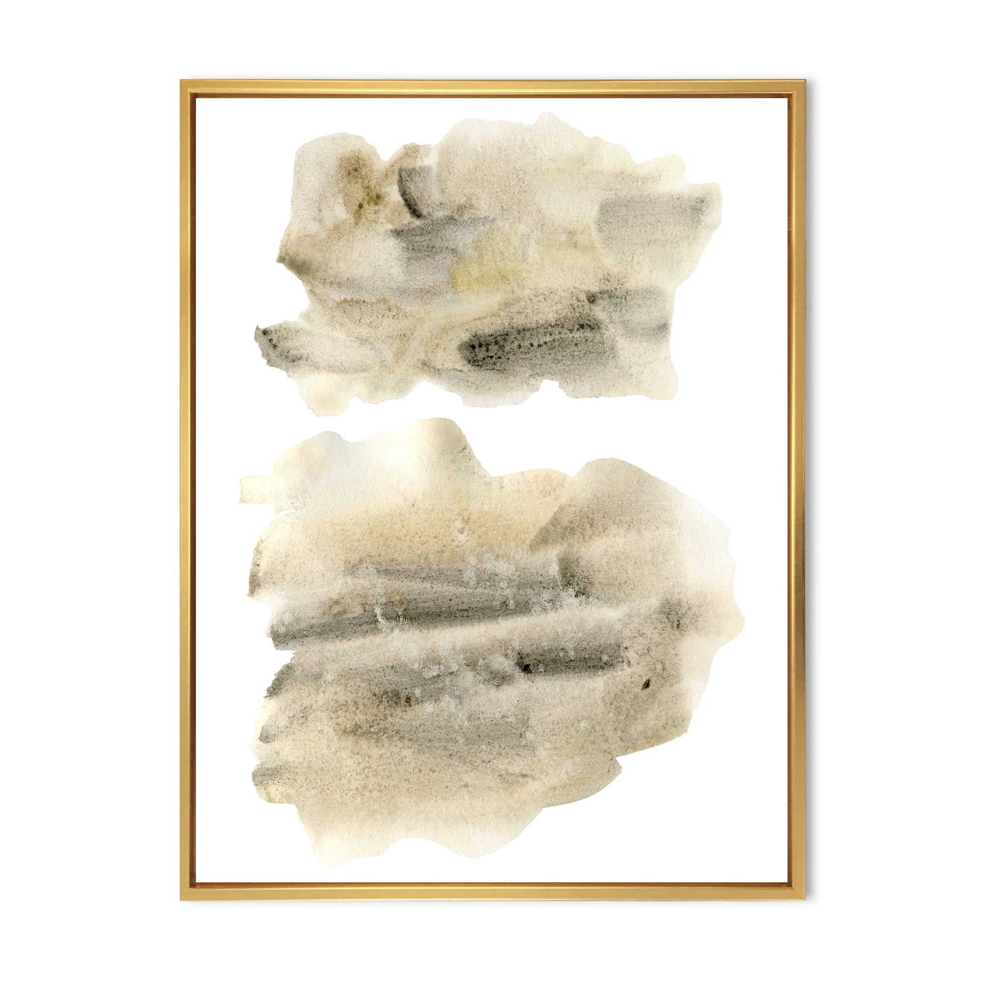 Designart 'Beige and Black Clouds' Modern Framed Canvas Wall Art Print