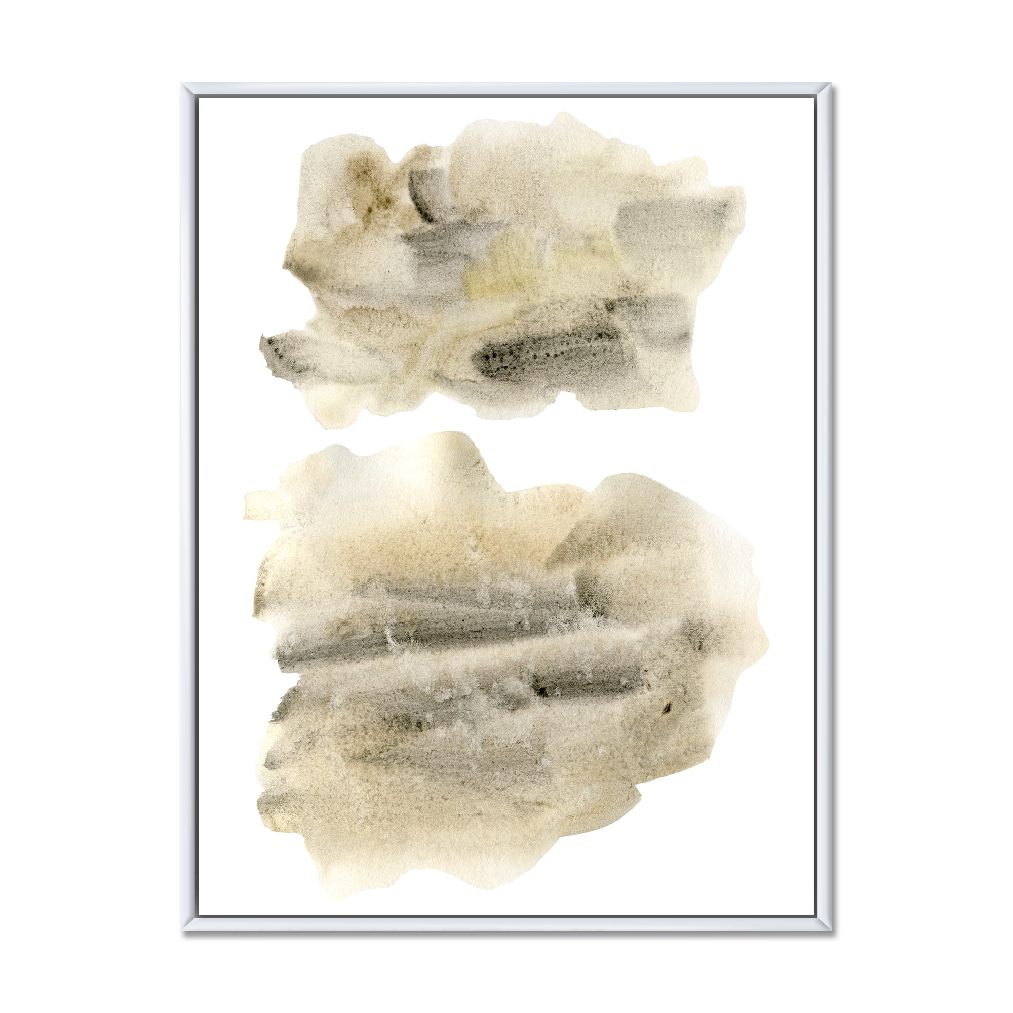 Designart 'Beige and Black Clouds' Modern Framed Canvas Wall Art Print