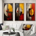 thumbnail image 1 of Designart "Belgian Conversations Geometric Abstraction VII" Modern Geometric Framed Wall Art Set Of 3 - Gold Abstract Geometric Frame Canvas Set For Living Room Decor, 1 of 6