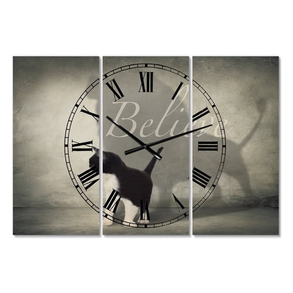 Designart 'Believe Shadow I' Oversized Cottage Wall Clock