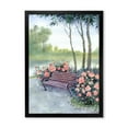 thumbnail image 1 of Designart 'Bench In Park By The Pions Flowers Bushes' Traditional Framed Art Print, 1 of 4