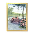 thumbnail image 1 of Designart 'Bench In Park By The Pions Flowers Bushes' Traditional Framed Art Print, 1 of 4