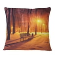 thumbnail image 1 of Designart Benches Covered in Winter Snow - Landscape Printed Throw Pillow - 16x16, 1 of 1