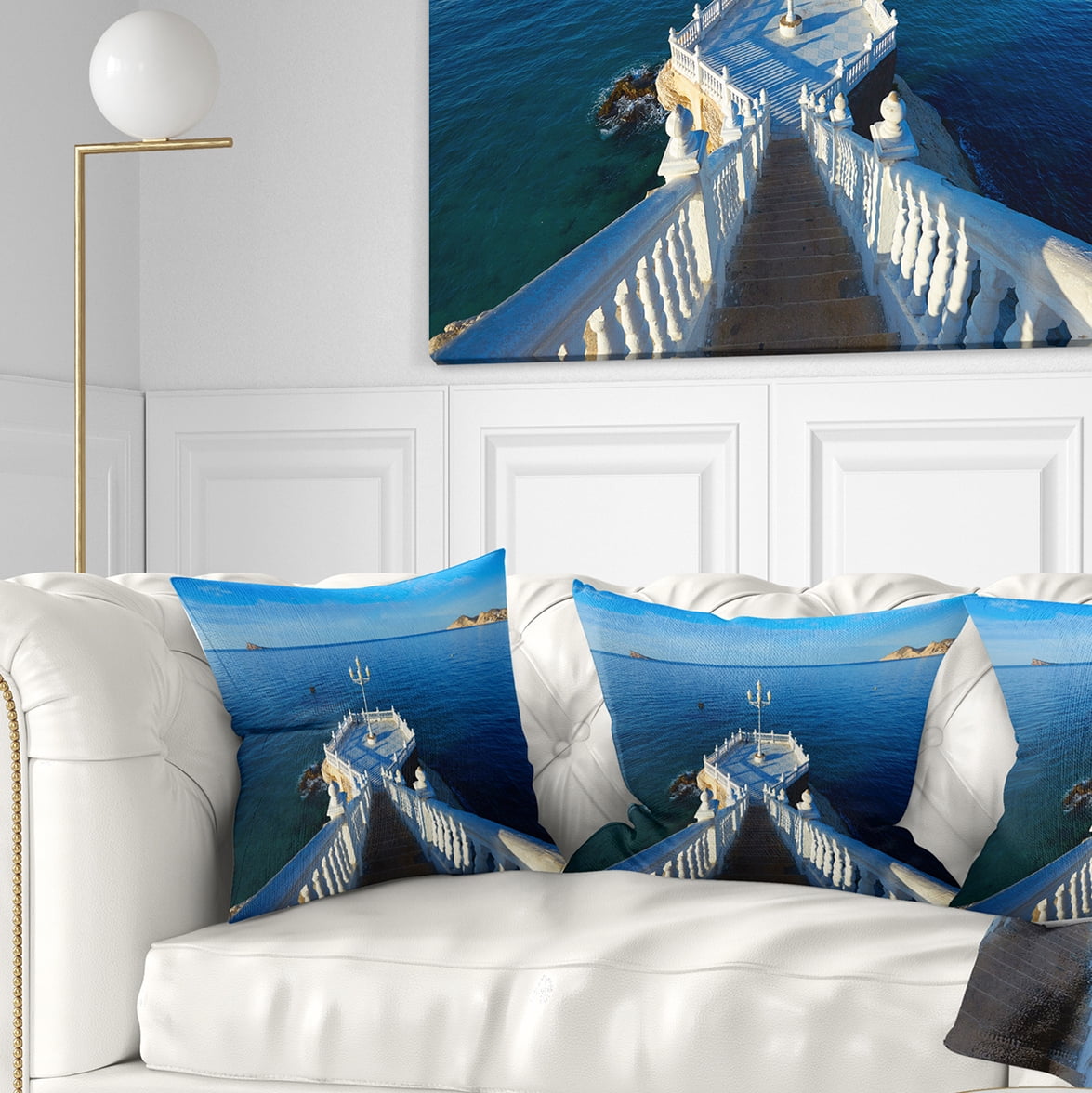 Designart Benidorm Mirador Del Castillo Lookout Point - Seascape Throw Pillow - 16x16