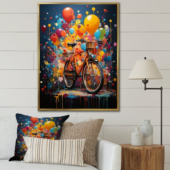 Designart "Bicycle Bold Rides Painting II" Bicycle Floater Framed Canvas Print