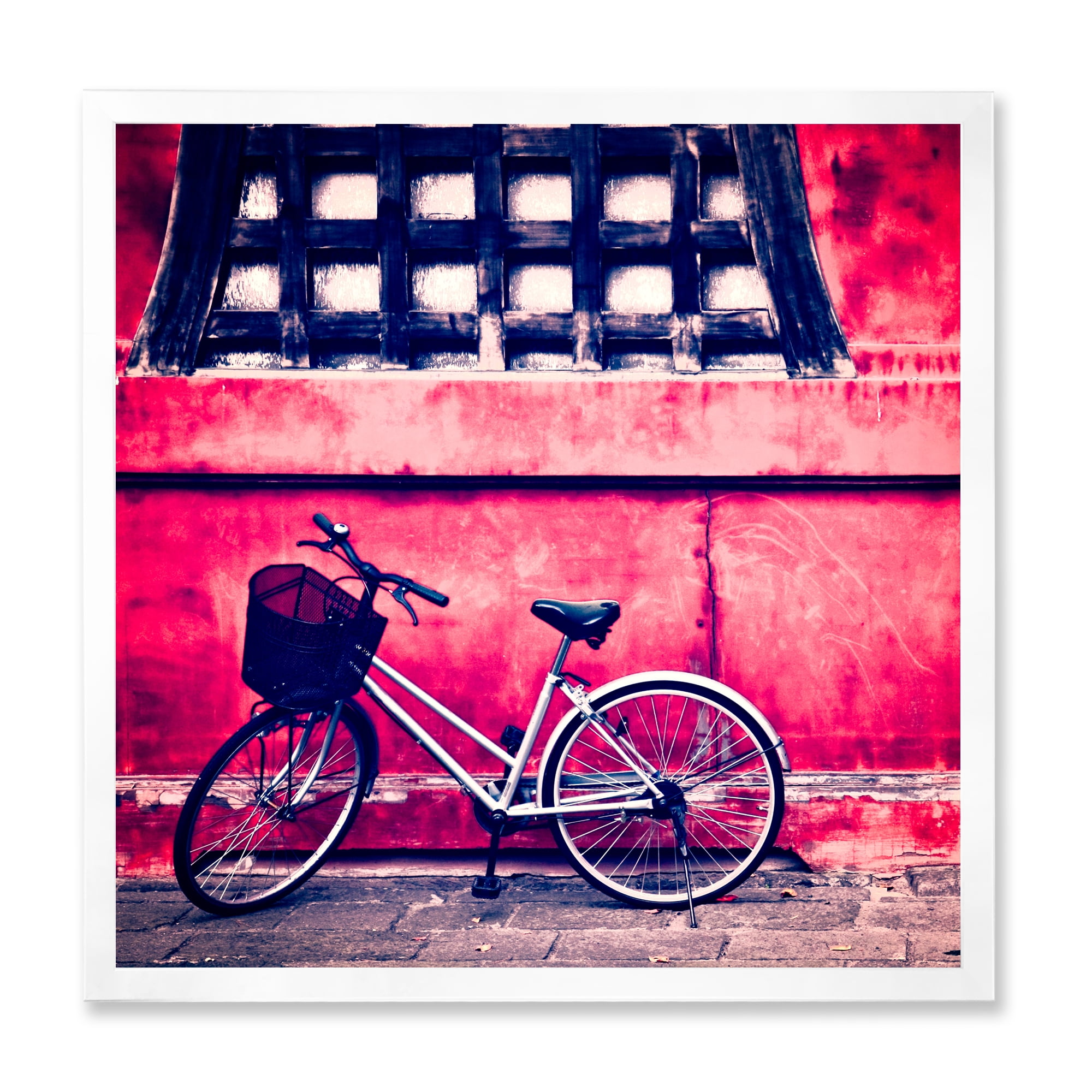 Designart 'Bicycle By Oriental Zozoji Temple Tokyo' Vintage Framed Art Print