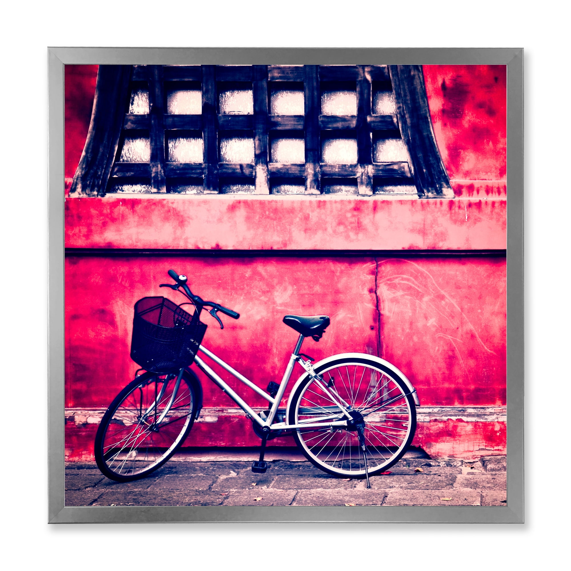 Designart 'Bicycle By Oriental Zozoji Temple Tokyo' Vintage Framed Art Print