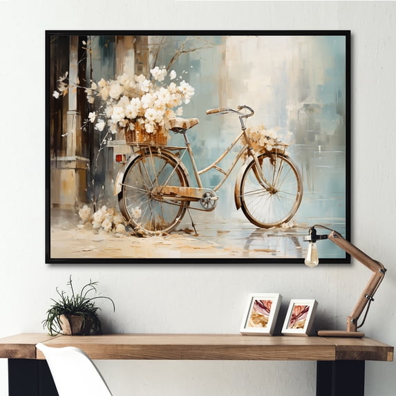 Designart "Bicycle Calm Pedaling I" Transportation Floater Framed Canvas Art Print