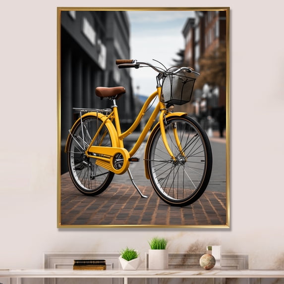 Designart "Bicycle City Rhythm III" Bicycle Floater Framed Canvas Art Print