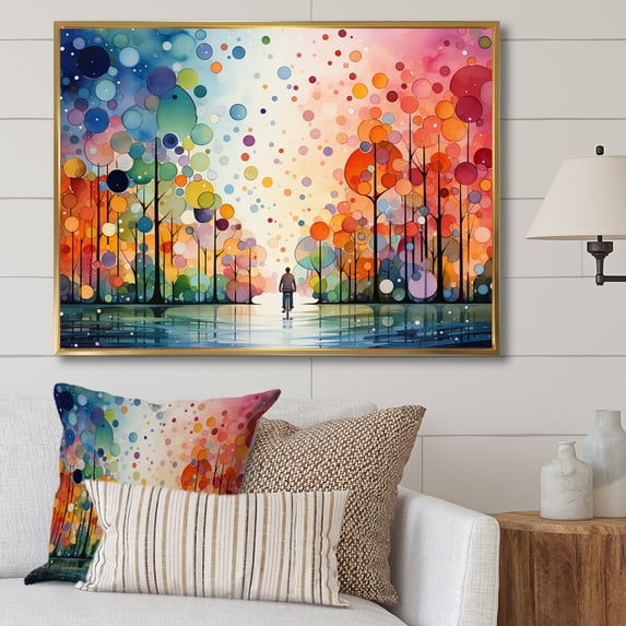 Designart "Bicycle Geometric Pedals Painting I" Transportation Floater Framed Wall Art Print