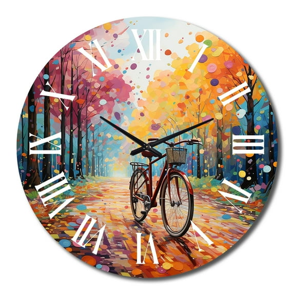 Designart "Bicycle Joyful Rides Painting II" Transportation Oversized Wall Clock