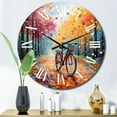thumbnail image 1 of Designart "Bicycle Joyful Rides Painting II" Transportation Oversized Wall Clock, 1 of 5