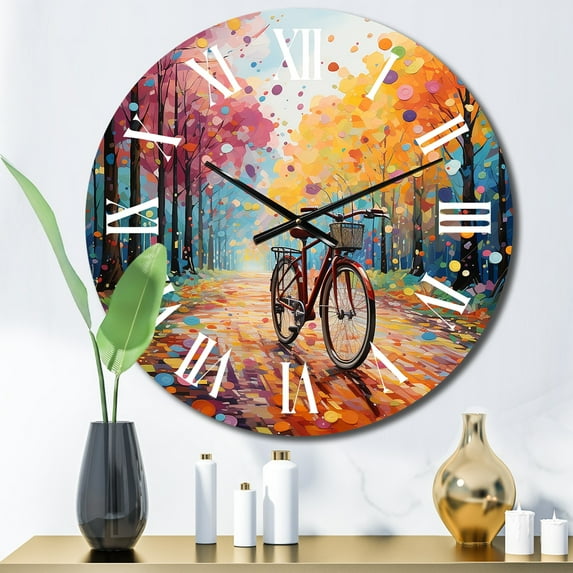 Designart "Bicycle Joyful Rides Painting II" Transportation Oversized Wall Clock