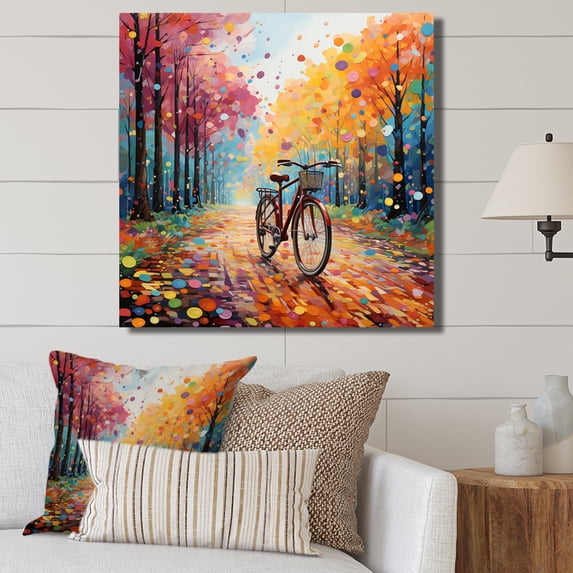Designart "Bicycle Joyful Rides Painting II" Transportation Wall Art Living Room