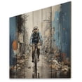 thumbnail image 1 of Designart "Bicycle Street Euphony Papercut" Bicycle Print on Natural Pine Wood, 1 of 5