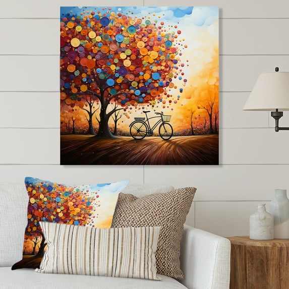 Designart "Bicycle Whirling Wheels painting" Bicycle Metal Wall Art Prints