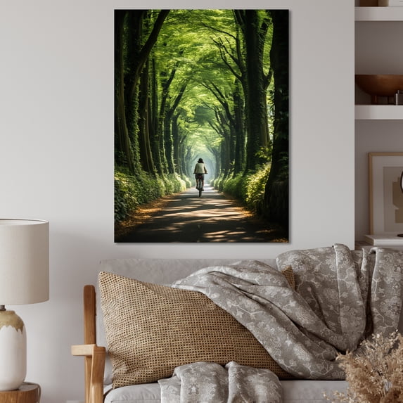 Designart "Bicycle peaceful Bicycle Path I" Bicycle Metal Wall Decor