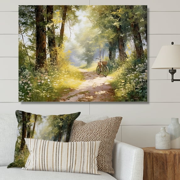 Designart "Bicycle peaceful Bicycle Path II" Transportation Wall Art Print