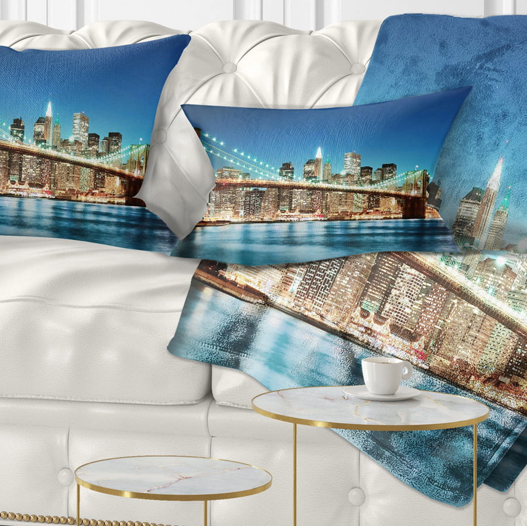 Designart Big Apple New York - Cityscape Photo Throw Pillow - 12x20