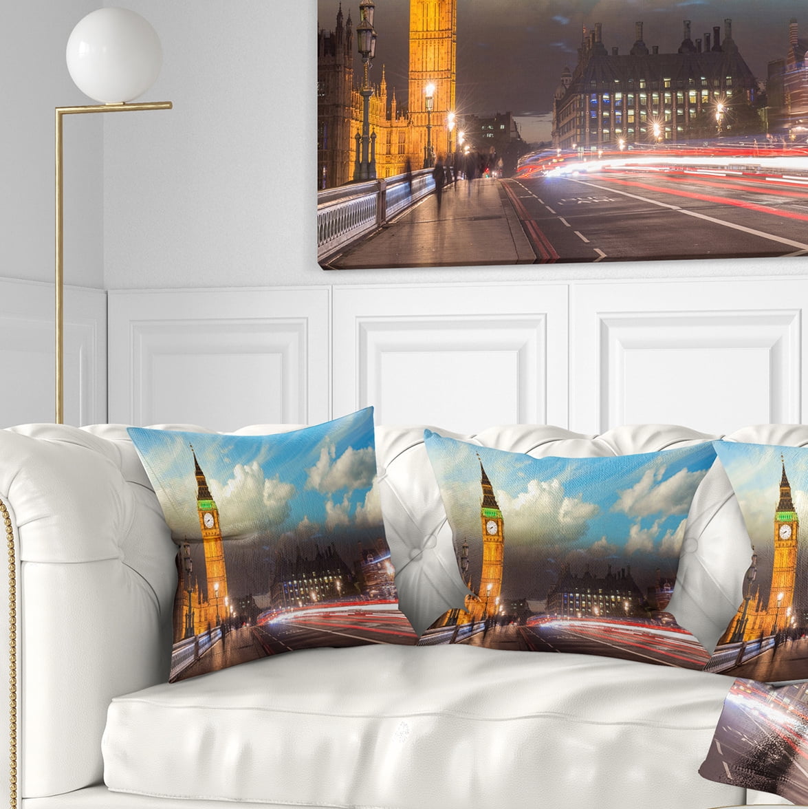 Designart Big Ben UK from Westminster Bridge - Cityscape Photo Throw Pillow - 16x16