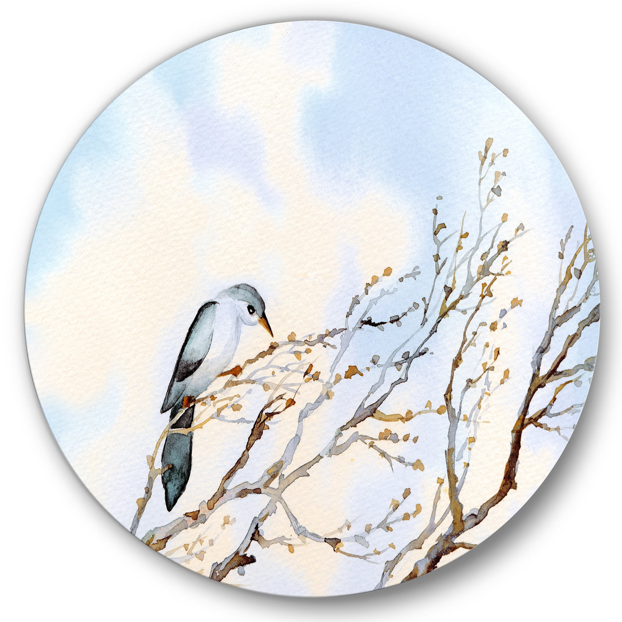 Designart 'Big Old Barren Twig Yard' Traditional Circle Metal Wall Art 23x23 - Disc of 23