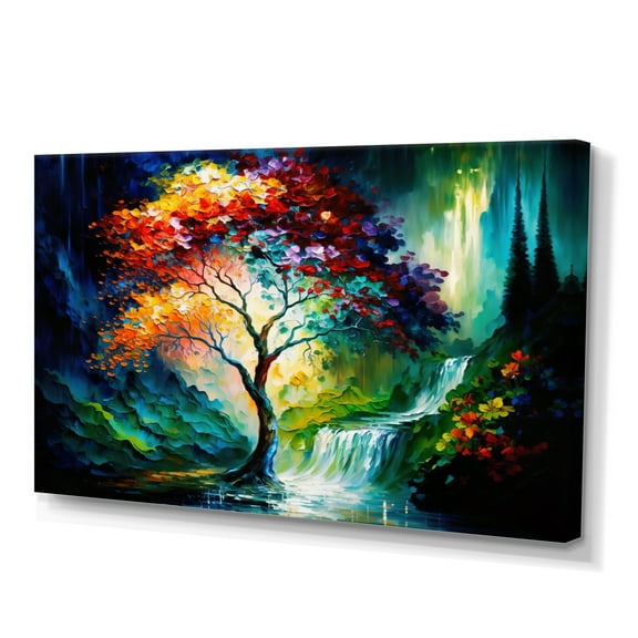 Designart Big Tree In The Middle Of Forest During Fall I Canvas Wall Art