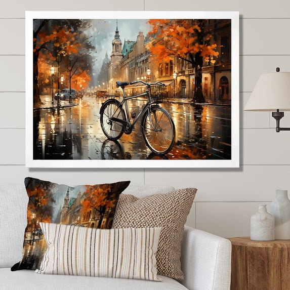 Designart "Bike Lustrous Quest" Bicycle Picture Framed Wall Art Prints