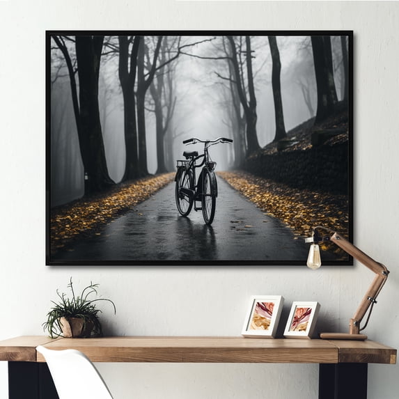 Designart "Bike Riding Forward Into" Transportation Floater Framed Canvas Print