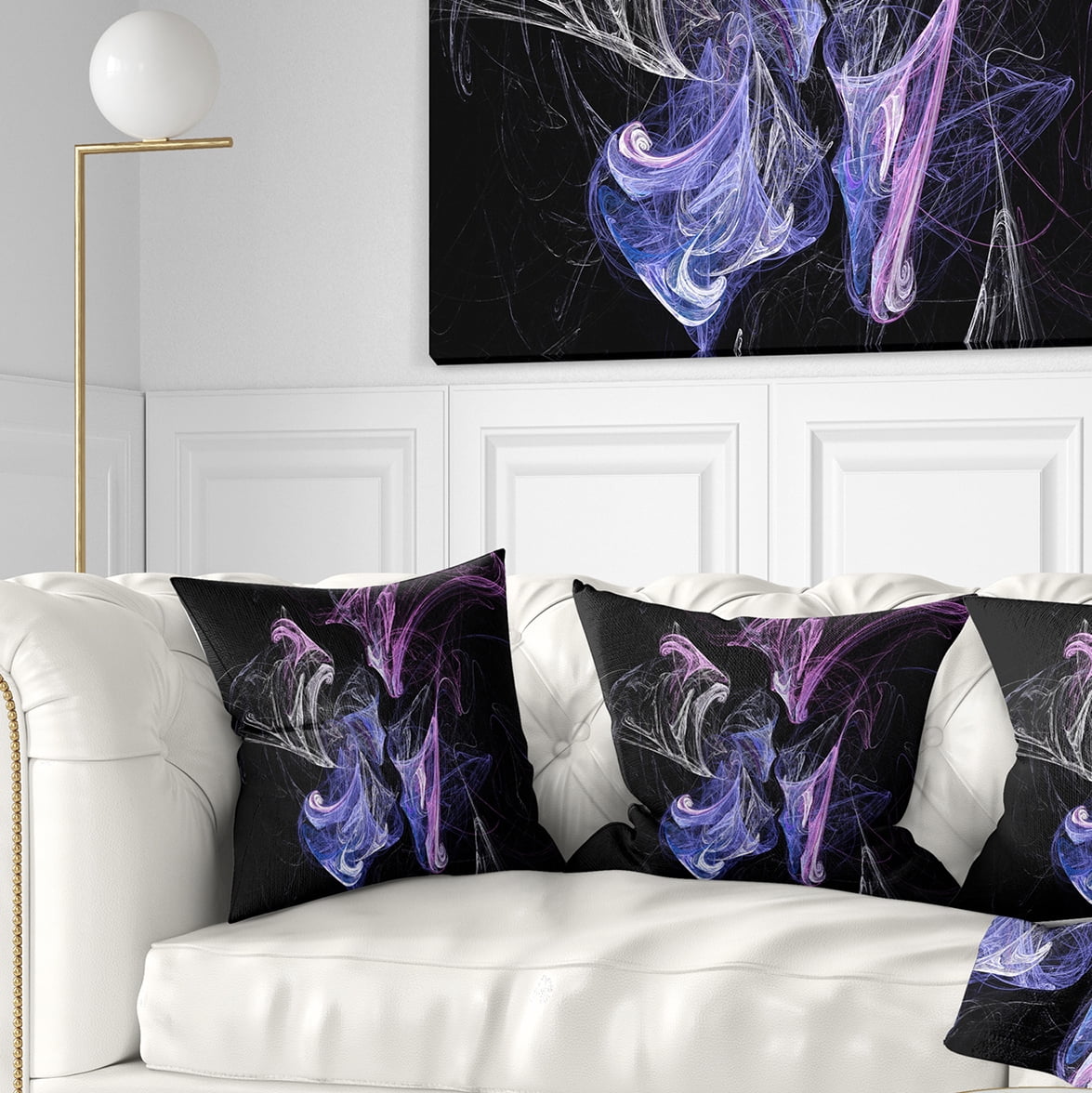 Designart Billowing Smoke Blue Purple - Abstract Throw Pillow - 18x18