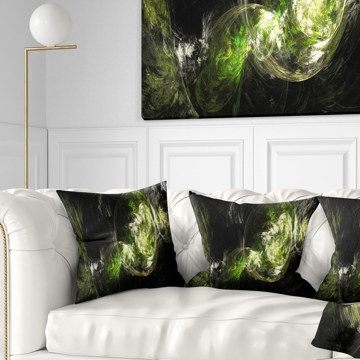 Designart Billowing Smoke Green - Abstract Throw Pillow - 16x16