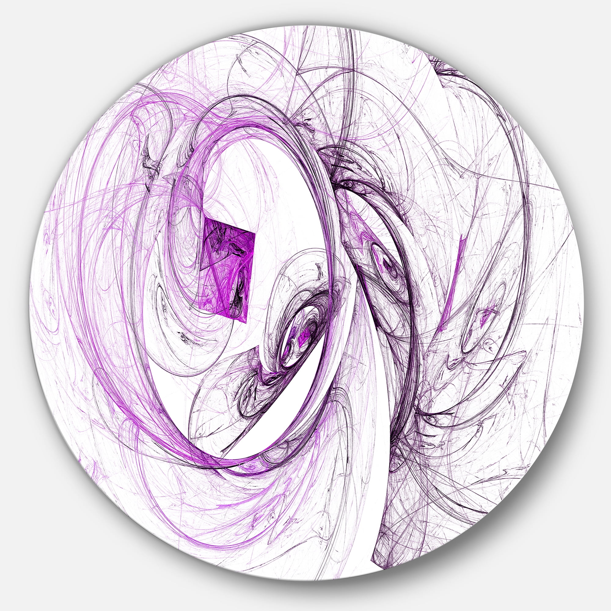 Designart 'Billowing Smoke Purple' Abstract Circle Metal Wall Art