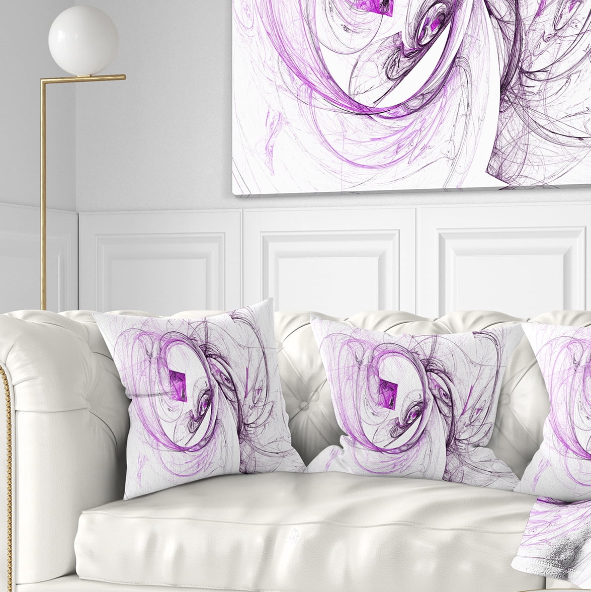 Designart Billowing Smoke Purple - Abstract Throw Pillow - 18x18