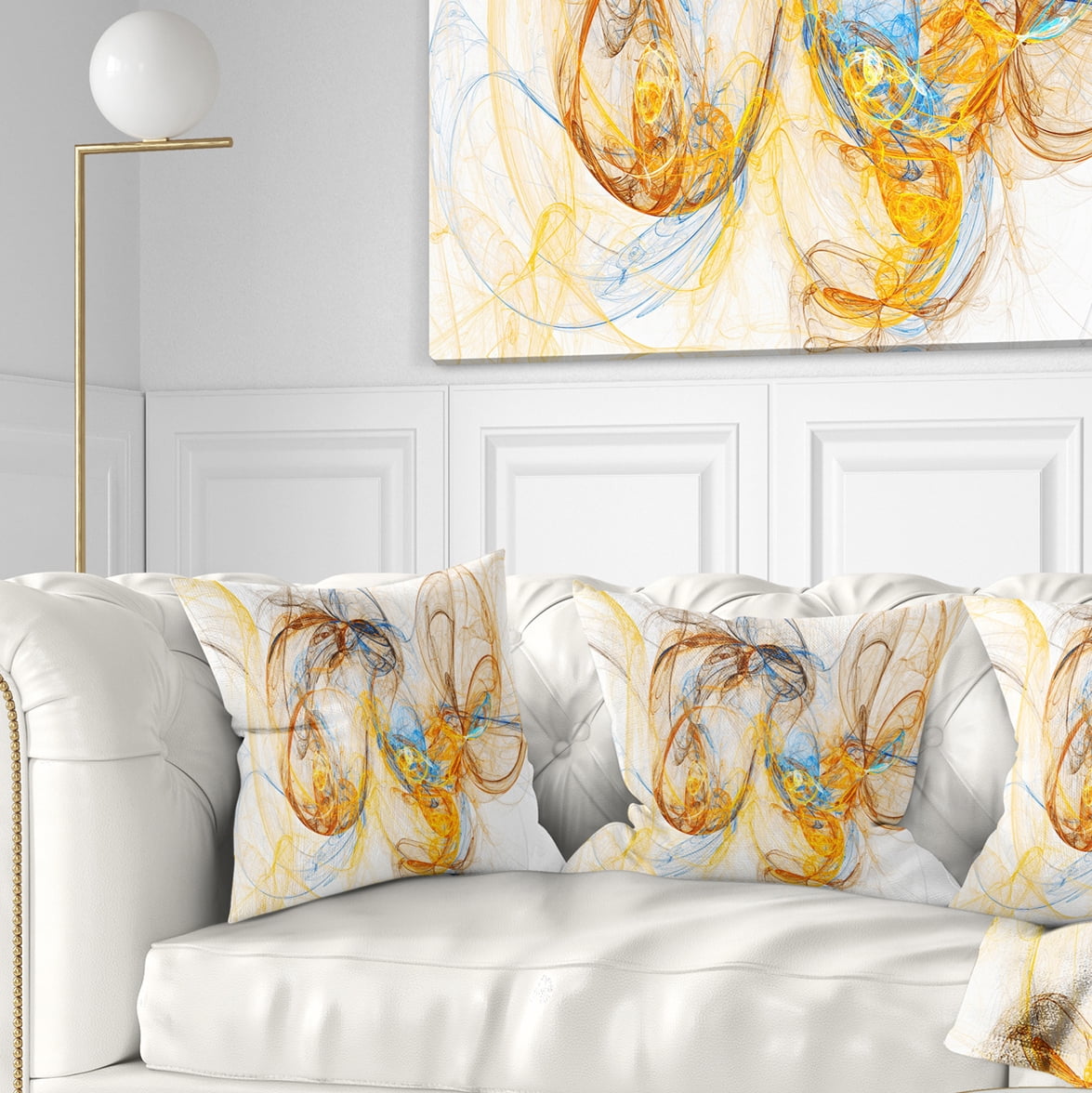 Designart Billowing Smoke Yellow - Abstract Throw Pillow - 16x16
